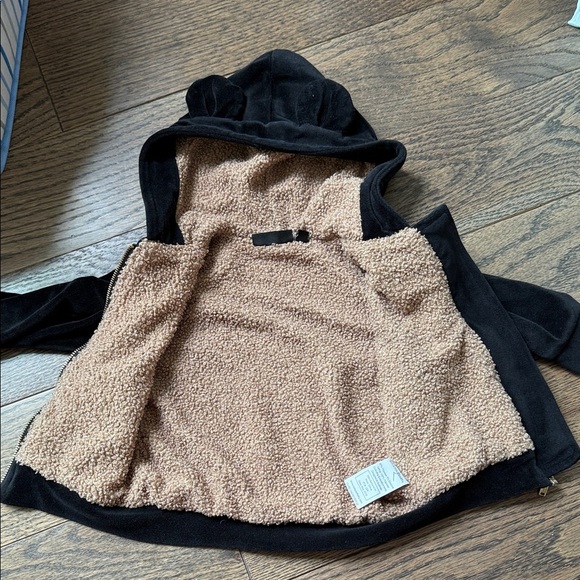 Rock Your Baby Black Hoodie with Gold Details and bear ears 12-18 months baby - Picture 2 of 10